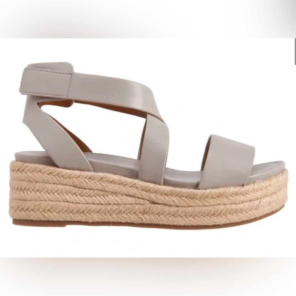 Franco Sarto Grey Strappy Platform Espadrilles Sandals Classic